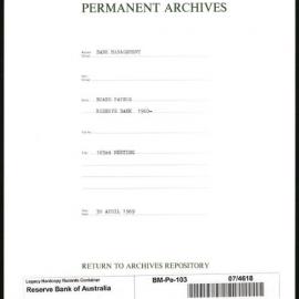 Bank Management - Reserve Bank of Australia Board Papers - 103rd Meeting - 30 April 1969