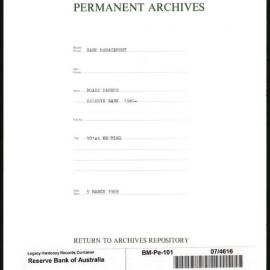 Bank Management - Reserve Bank of Australia Board Papers - 101st Meeting - 5 March 1969