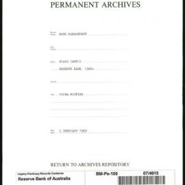 Bank Management - Reserve Bank of Australia Board Papers - 100th Meeting - 5 February 1969