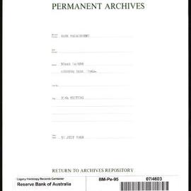 Bank Management - Reserve Bank of Australia Board Papers - 95th Meeting - 31 July 1968