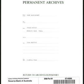 Bank Management - Reserve Bank of Australia Board Papers - 91st Meeting - 3 April 1968