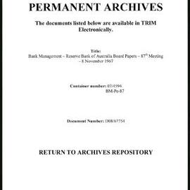 Bank Management - Reserve Bank of Australia Board Papers - 87th Meeting - 8 November 1967
