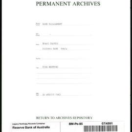 Bank Management - Reserve Bank of Australia Board Papers - 85th Meeting - 30 August 1967