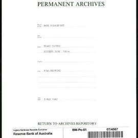 Bank Management - Reserve Bank of Australia Board Papers - 81st Meeting - 3 May 1967