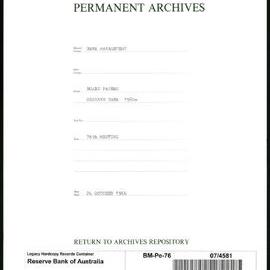 Bank Management - Reserve Bank of Australia Board Papers - 76th Meeting - 26 October 1966