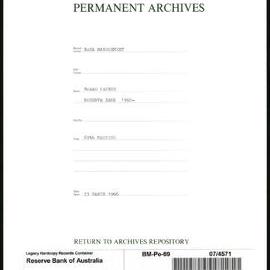 Bank Management - Reserve Bank of Australia Board Papers - 69th Meeting - 23 March 1966