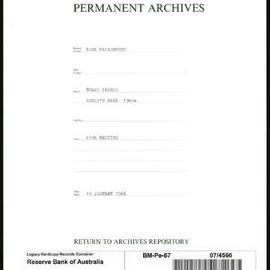 Bank Management - Reserve Bank of Australia Board Papers - 67th Meeting - 19 January 1966