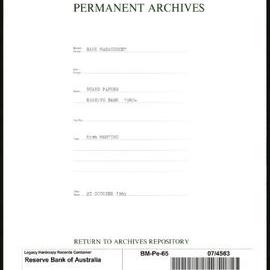 Bank Management - Reserve Bank of Australia Board Papers - 65th Meeting - 27 October 1965