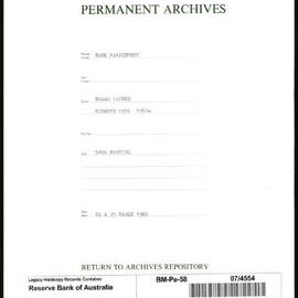 Bank Management - Reserve Bank of Australia Board Papers - 58th Meeting - 24 - 25 March 1965
