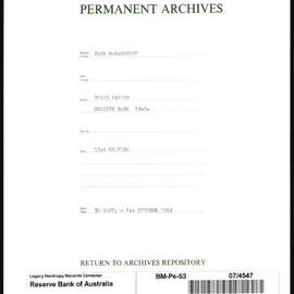 Bank Management - Reserve Bank of Australia Board Papers - 53rd Meeting - 30 September - 1 October 1964