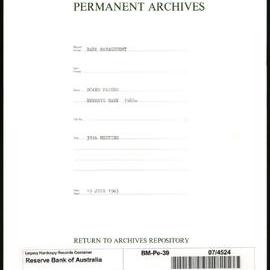 Bank Management - Reserve Bank of Australia Board Papers - 39th Meeting - 19 June 1963
