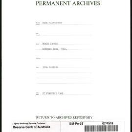Bank Management - Reserve Bank of Australia Board Papers - 35th Meeting - 27 February 1963
