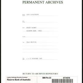 Bank Management - Reserve Bank of Australia Board Papers - 33rd Meeting - 5 - 6 December 1962