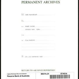 Bank Management - Reserve Bank of Australia Board Papers - 31st Meeting - 26 - 27 September 1962