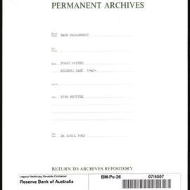 Bank Management - Reserve Bank of Australia Board Papers - 26th Meeting - 26 April 1962