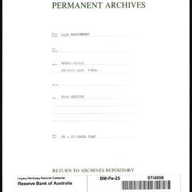 Bank Management - Reserve Bank of Australia Board Papers - 25th Meeting - 28 - 29 March 1962
