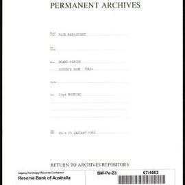 Bank Management - Reserve Bank of Australia Board Papers - 23rd Meeting - 24 - 25 January 1962