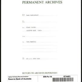 Bank Management - Reserve Bank of Australia Board Papers - 18th Meeting - 26 - 27 July 1961