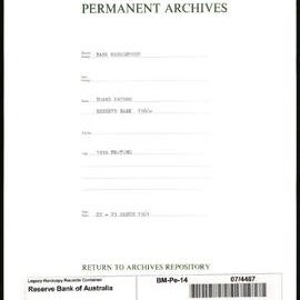 Bank Management - Reserve Bank of Australia Board Papers - 14th Meeting - 22 - 23 March 1961