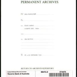 Bank Management - Reserve Bank of Australia Board Papers - 9th Meeting - 28 - 29 September 1960