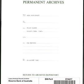 Bank Management - Reserve Bank of Australia Board Papers - 8th Meeting - 24 August 1960
