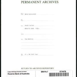 Bank Management - Reserve Bank of Australia Board Papers - 7th Meeting - 27 - 28 July 1960