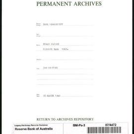 Bank Management - Reserve Bank of Australia Board Papers - 3rd Meeting - 16 March 1960