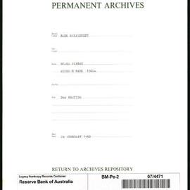 Bank Management - Reserve Bank of Australia Board Papers - 2nd Meeting - 24 February 1960