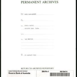 Bank Management - Reserve Bank of Australia Board Papers - 1st Meeting - 27 January 1960