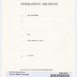 Bank Management - BM 13  Reserve Bank of Australia Board Papers - 287th Meeting - 4 June 1985