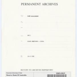 Bank Management - BM 13  Reserve Bank of Australia Board Papers - 289th Meeting - 30 July 1985