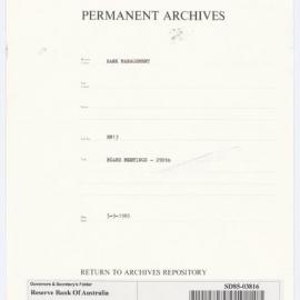 Bank Management - BM 13  Reserve Bank of Australia Board Papers - 290th Meeting - 3 September 1985