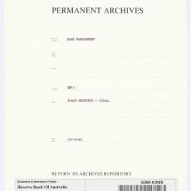 Bank Management - BM 13  Reserve Bank of Australia Board Papers - 292nd Meeting - 29 October 1985
