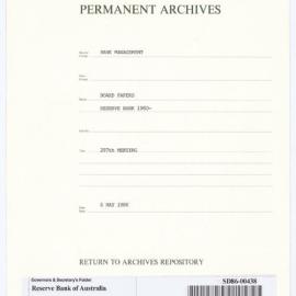 Bank Management - BM 13  Reserve Bank of Australia Board Papers - 297th Meeting - 6 May 1986