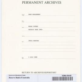 Bank Management - BM 13  Reserve Bank of Australia Board Papers - 299th Meeting - 1 July 1986