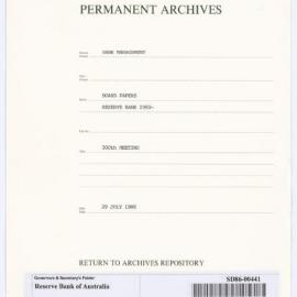 Bank Management - BM 13  Reserve Bank of Australia Board Papers - 300th Meeting - 29 July 1986