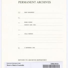 Bank Management - BM 13  Reserve Bank of Australia Board Papers - 301st Meeting - 2 September 1986