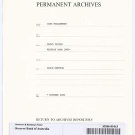 Bank Management - BM 13  Reserve Bank of Australia Board Papers - 302nd Meeting - 7 October 1986