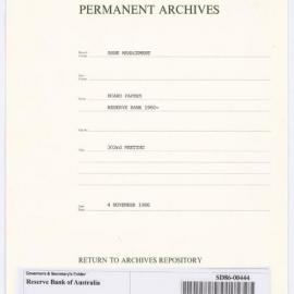 Bank Management - BM 13  Reserve Bank of Australia Board Papers - 303rd Meeting - 4 November 1986