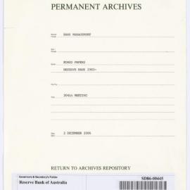 Bank Management - BM 13  Reserve Bank of Australia Board Papers - 304th Meeting - 2 December 1986