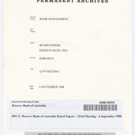 Bank Management - BM 13  Reserve Bank of Australia Board Papers - 323rd Meeting - 6 September 1988