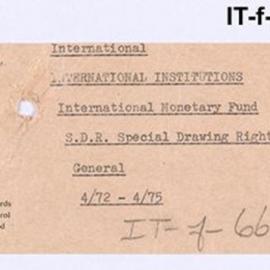 International Department - International Monetary Fund - Special Drawing Rights - General  April 1972 - April 1975
