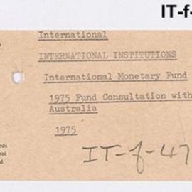 International Department - International Monetary Fund - Fund Consultation with Australia - 1975
