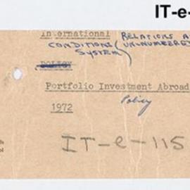 International Department - Portfolio Investment Abroad - Policy - 1972