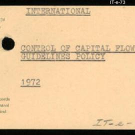 International Department - Control of Capital Flows - Guidelines Policy - 1972
