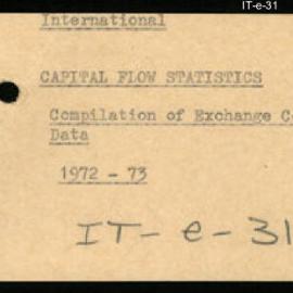 International Department - Capital Flow Statistics - Compilation of Exchange Control Data - 1972 - 1973