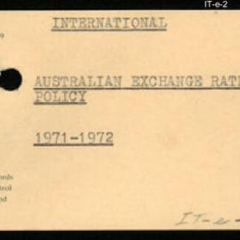 International Department - Australian Exchange Rate - Policy - 1971 - 1972