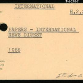 International Department - Papers - International News Digest - 1966