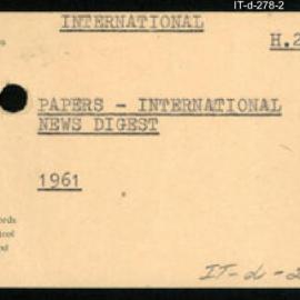 International Department - Papers - International News Digest - 1961