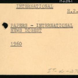 International Department - Papers - International News Digest - 1960